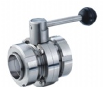 sanitary stainless steel butterfly valve with union