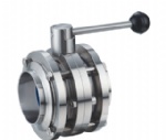 sanitary stainless steel three piece butterfly valve